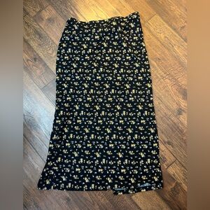 SHEIN Black Floral Midi Skirt